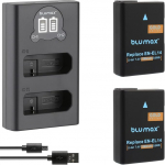 2 x Blumax aku &uuml;hilduv Nikon EN-EL14 [1300 mAh] + Slim Dual Charger EN-EL14a jaoks D3100 D3500 D5200 D5500 D5600 DF/CoolPix P7200 P7800 P8000