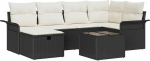Rantry 7-teiliges Garten-Sofa-Set mit Kissen Schwarz Poly Rattan Gartenlounge Model3358886
