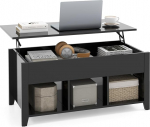 GOPLUS pikendatav kohvilaud koos kokkupandava ja reguleeritava k&otilde;rgusega lauaplaadiga, funktsionaalne k&uuml;ljelaud, millel on piisavalt ruumi ja varjatud hoiukambrid, elutuppa (must)