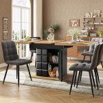 Gxffipw Karomustriga pikendatav s&ouml;&ouml;gilaud 4-6 inimesele, uste ja hoiuruumiga s&ouml;&ouml;gilaud, pikendatav s&ouml;&ouml;gilaud, s&ouml;&ouml;gitoa m&ouml;&ouml;bel, puiduv&auml;rv + must, 110-140