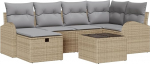 Rantry 7-teiliges Garten-Sofa-Set mit Kissen Beige Poly Rattan Gartenlounge Model3359089