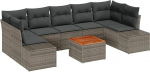 Rantry 8-teiliges Garten Sofa Set mit Kissen Grau Poly Rattan Akazie Gartenlounge Model3347923