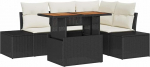 5-teiliges Garten Sofa Set mit Kissen Schwarz Poly Rattan Gartenlounge Model3358693