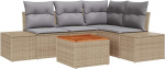 Garten Diivan komplekt 5 osa Beige und Grau Rattan & Polyesterkissen Gartenlounge Model3347952