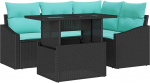 Rantry 6-teiliges Garten Sofa Set mit Kissen in schwarzem Poly Rattan Gartenlounge Model3349003