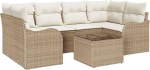 Rantry 7-teiliges Garten Sofa Set mit Kissen Beige Poly Rattan, 2-Sitzer Garten Sofa mit Kissen Beige Poly Rattan Gartenlounge Model3345601