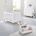 Lomadox Nursery Set in White Matt Including Mattress with Bookcase