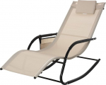 Outsunny Rocking Chair Garden Chair Rocking Lounger Metal Mesh Beige 150 x 62 x 88 cm