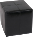 Mendler Onex Cube Stool Leather and Faux Leather 36 x 36 x 36 cm FSC&reg; Certified Black