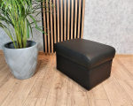 Quattro Meble Black Leather Stool 60 x 45 x H 40 cm Hinged with Storage Space Genuine Leather Stool Cowhide Seat Cube Footstool Upholstered Stool Real Leather Puff Leather Stool Many Colours
