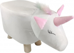 Footstool Pouf Animal Unicorn Height 28 cm Waterproof Suede Feet Made of High-Quality Solid Wood