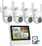 ANRAN 3K v&auml;livalve kaamerakomplekt, WiFi, 8CH NVR 10,5-tollise monitoriga ja 4 x 5MP PTZ v&auml;likaamerat, auto j&auml;lgimine, AI tuvastamine (isiku/auto/loomade/pakendi tuvastamine), 24/7 salvestamine.