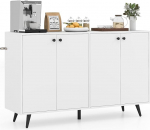 GIANTEX Sideboard Sideboard sahtlite kapp, k&ouml;&ouml;gikapp 4 uksega ja 5-suunaliselt reguleeritavad riiulid, puidust k&ouml;&ouml;gikapp sahtlite kapp Sideboard Storage Cabinet Side Cabinet Freestanding 127,5 x 38