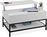 Relaxdays kokkupandav kohvilaud riiulitega, elutoa laud koos hoiuruumiga, puidu v&auml;limusega, k&otilde;rgus x laius x s&uuml;gavus: 45,5 x 90 x 60 cm, valge/musta