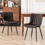 YOUTASTE s&ouml;&ouml;gitoolide komplekt, 2 tooli, s&ouml;&ouml;gitoa toolid, kunstnahast toolid, k&ouml;&ouml;gitoolid seljatoega, elutoa toolid, polsterdatud toolid, maksimaalne koormus 136 kg, toolid s&ouml;&ouml;gituppa, k&ouml;&ouml;ki, pruunid toolid