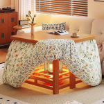 Easnuroz Heiztisch F&uuml;r Den Winter Japanisches Ofen-Futon-Set W&auml;rmere Decke F&uuml;rs Wohnzimmer Im Winter Quadratischer Klapptisch F&uuml;rs Wohnzimmer Kotatsu(80 * 80 * 67cm)