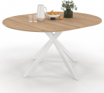 IDMarket - Table &agrave; Manger Extensible Ronde ALIX 6-8 persons pied araign&eacute;e Bois et White 110-150 cm