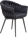 LC Home S&ouml;&ouml;gitoa tool Remy Woven Look Velvet Accent Chair Landscape Armrest Chair Weavy Lounge Chair Designer tool (must, komplekt 1)