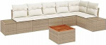 Rantry 7-teiliges Garten-Sofa-Set mit Kissen Beige Poly-Rattan Akazie Gartenlounge Model3347967