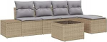 6-teiliges Garten-Sofa-Set mit Kissen Beige und hellgrau Poly-Rattan Gartenlounge Model3355699