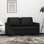 2-kohaline diivan Kahekohaline diivan Diivan Lounge diivan Relax diivan Polsterdatud diivan K&uuml;lalissohva Diivan Diivan elutuppa Magamistuba K&uuml;lalistetuba Must 120 cm Kunstnahk