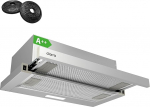 CIARRA AWS6906D A++ lameekraaniga pliidikupu 60 cm ringlus 370 m&sup3;/h koos CBCF002X2 aktiivs&ouml;efiltriga Integreeritud lameekraaniga v&auml;ljat&otilde;mbekupu h&otilde;bedane
