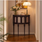 Konsoollaud, kergekaaluline poolkuu konsoollaud t&auml;ispuidust, sissep&auml;&auml;sulaud, koridorilaud (must)