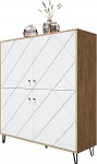 Newroom Highboard Wild Oak White Matt kapp Skandi Modern - 123 x 136 x 40 cm (B x K x S) - Kapi K&uuml;laliskapp Sideboard Sideboard - [Loya.Three] Elutuba K&uuml;lalistetuba Kontor
