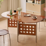 USFJATI Moderner Esstisch Klappbar Holz,Platzsparender Klapptisch K&uuml;che Oval f&uuml;r 4-6 Personen,Multifunktional Tisch,f&uuml;r K&uuml;che,Wohnzimmer,Esszimmer,Einfach zu Montieren