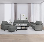 Gecheer 4-TLG. Sofagarnitur mit Kissen Dunkelgrau Stoff, Moderne Couch Polstersofa f&uuml;r Wohnzimmer Schlafzimmer Spielzimmer3201437