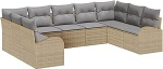 Rantry 9-osaline aia diivan komplekt koos padjadega Beige Poly Rattan Garden Lounge Model3346200