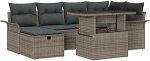 Rantry 7-teiliges Garten Sofa Set mit Kissen Grau Poly Rattan Gartenlounge Model3359676