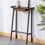 JINGSHIQIAOPL Schmaler Konsolentisch Holz mit Schublade, Hoher, Schmaler Flurtisch f&uuml;r Wohnzimmer, Eingangsbereich und Flur, Abgerundete Ecken und Platzsparendes Design(Brown,70x20x85cm/28x8x33.5in)