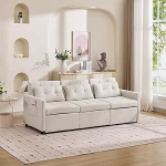 DJHWX diivanvoodi, pikendatav diivan, nurgadiivan, L-kujuline diivan, 3-tasandiline reguleeritav seljatugi, padja ja k&uuml;ljetaskuga, elutuppa ja korterisse, beež