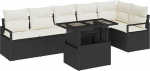 7-teiliges Garten-Sofa-Set mit Kissen Schwarz Poly-Rattan, 2-Sitzer Garten-Sofa mit Kissen Schwarz Poly-Rattan Gartenlounge Model3348833