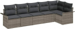 6-teiliges Garten Sofa Set mit Kissen in Grau, Poly Rattan, 2-Sitzer Garten Sofa mit Stauraum & Kissen in Grau, Poly Rattan Gartenlounge Model3354048