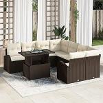 Gartensofa-Set mit Speicher 9 tk Braun Poly-Rattan Gartenm&ouml;bel Model3348614