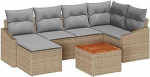 Gartensofa-komplekt 7 tk Beige und Hellgrau Poly-Rattan Gartenm&ouml;bel Model3356523