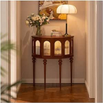 RYUQW3RE Sissep&auml;&auml;sulaud, kergekaaluline poolkuu konsoollaud, mis on valmistatud t&auml;ispuidust, sissep&auml;&auml;sulaud konsoollaud (pruun)