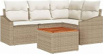 Gartensofa-Set mit Kissen 5 tk Beige Poly-Rattan Gartenm&ouml;bel Model3347827