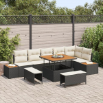 Gartensofa-komplekt 9 tk Schwarz Poly-Rattan Gartenm&ouml;bel Model3362925
