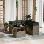 Garten-Sofagarnitur Ecksofa & Mittelsofa Set - PE-Rattan, Grau, 62x62x69 cm - f&uuml;r Terrasse und Innenhof Model3266580