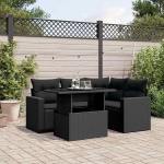 Gartensofa-Set 5-teilig mit Kissen aus schwarzem Polyrattan M&ouml;bel, Set Schlafsofa Wohnzimmer Sofa Garten, Set Modernes Sofa f&uuml;r den Au&szlig;enbereich, Outdoor-M&ouml;bel kk