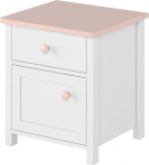 Furniture24 Luna LN7 Bedside Table with Door and Drawer, Alpine White/Pink, Girls' Room, Children's Room