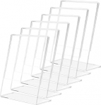Pack of 6 A4 L Stands A4 Slant Table Stand with Thicker Plate 2.4 mm Counter Stand Advertising Stand Menu Card Holder Made of Crystal Clear Acrylic Glass for Photos, Menu Cards in Restaurant, Cafe