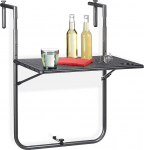 Relaxdays Folding Balcony Hanging Table, 3-Way Height-Adjustable, Rattan Look, Weatherproof, Table W x D 59.5 x 36 cm, Black