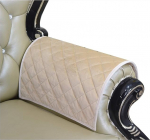 HAOMAIJIA Non-Slip Beige Velvet Sofa Armrest Covers Couch Armrest Covers Leather Couch Quilted Furniture Protector for Dogs Kids Pets 2 Pieces (ASand, 20 x 24 Inch) Sofa Armrest Cover - 2 Pieces