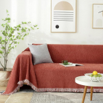 HANDONTIME Chenille Sofa Covers for Dogs Sofa Cover Terracotta Section Sofa Covers Tassel Sofa Protection Loveseat Covers for Dogs Furniture Covers Sofa Covers 3 Cushions