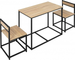 HOMCOM Dining Table with 2 Chairs, Set of 3 Dining Set, Kitchen Table Set for 2 People, Dining Room Set for Small Spaces, Kitchen, Living Room, Oak