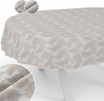 Lauakate kangas pestav Lurex laudlina Teflonkattega Lihtne hooldada Lootuse efekt mustust ja vett h&uuml;lgav Kate Floral Leaves Ovaalne 180 x 140 cm l&otilde;igatud servaga Kuldne